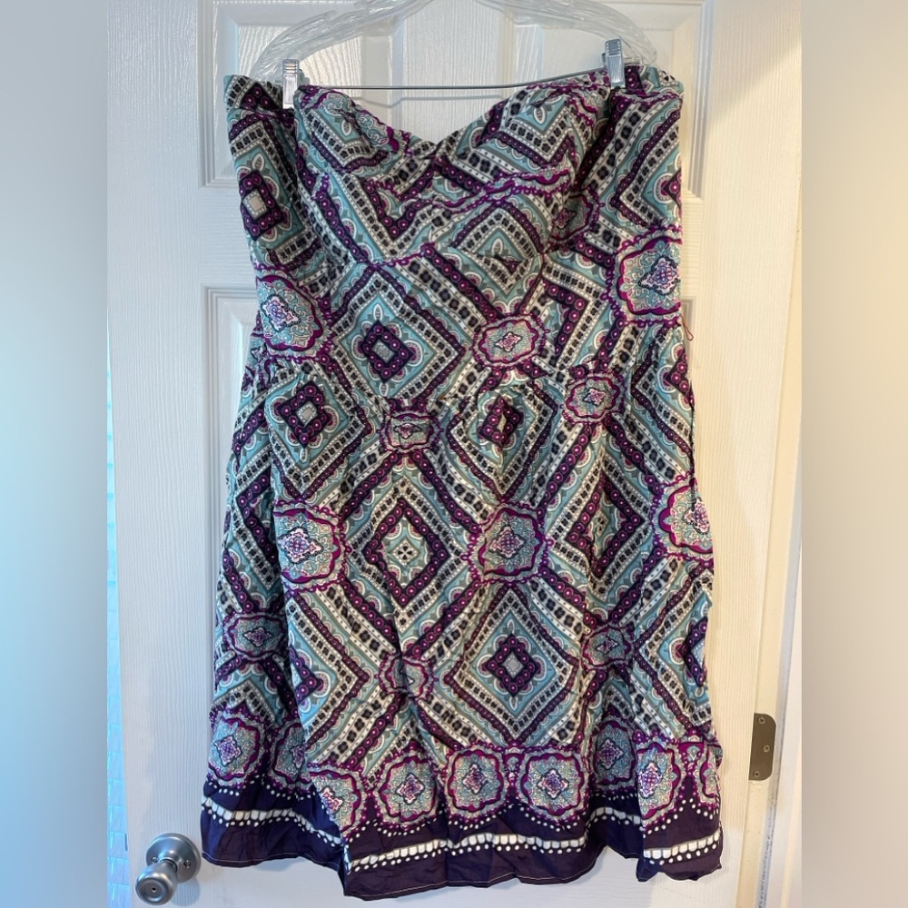 Vintage torrid nwot purple medallion print strapless dress size 4
